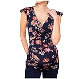Deals, pitashe Stillshirt Umstandstop Damen Umstands Stilltop Rundhals Spitze Langarmshirt Top Stilloberteil Stillen Weste Umstandsmode Stillanzug Oberteile Top Schwanger T-Shirt Shirt U