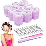 62 Stücke Lockenwickler Set 36Pcs Selbstgriff Haar Roller Professioneller Salon Friseur Lockenwickler 24Pcs Alligator Schnittclips 2Pcs Haarkamm (15/25/36/48 mm, Ramdom Farbe)