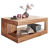 FineBuy Couchtisch Massiv-Holz Akazie 90 cm breit Wohnzimmer-Tisch Design Natur-Produkt Landhaus-Stil Beistelltisch Wohnzimmermöbel Unikat modern Massivholzmöbel Echtholz rechteckig b