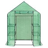 WOLTU Foliengewächshaus Tomatengewächshaus Treibhaus Gartenhaus Frühbeet Tomatenhaus Gemüse Gewächshaus Grün 143x73x195