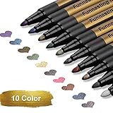 Metallic Marker Pens, Funnasting 10 Farben Metallic Stifte Metallischen Marker für Geschenk kartenherstellung, DIY Photoalbum, Hochzeit, Kunststoff, Glas, Holz, Stein - Mittelbreite Spitze (2 mm)