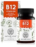 NATURE LOVE® Vitamin B12 Vegan - 180 Tabletten. Beide aktive Formen Adenosyl- & Methylcobalamin + Depot + Folat 5-MTHF aus Quatrefolic® - Hochdosiert, deutsche Produk