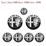 Für Alfa Romeo Auto Logo, 74 MM Motorhaube Kofferraum Abzeichen, 40MM Lenkrad Abzeichen, 56MM Auto Rad Mittelkappe Emblem Aufkleber 7p