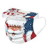 DressLksnf 10 Stück Kindermasken Weihnachtsmuster Einwegmasken Kinder Kindermasken Junge Masken Schwarz Mit Motiv 3 Lagig Atmungsaktiv Bandana Halstuch Für Junge M