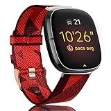 Onedream Sportarmband Kompatibel für Fitbit Versa 3 / Sense Armbänder Herren Damen, Leichtes Gestreiftes Nylon Gewebe Sport Band, Verstellbares Ersatzarmband für Versa 3 / Sense (Keine Uhr)