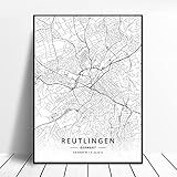 zhuifengshaonian Pforzheim Velbert Witten Reutlingen Dresden Gera Germany Canvas Art Map Poster （ZW-586） Kein Rahmen Poster 40x60