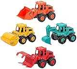 Jjshueryg Rückzieh-Spielzeug für Jungen, Kleinkinder, Baustellenfahrzeuge, Bagger, Bulldozer, Mini-Engineering-Spielzeug-Set/Baustellen-Site für Kinder/Sandkasten-LKW-Fahrzeuge (zufällige Farbe)