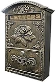 NC Wandhalterung Abschließbarer Briefkasten Antiker Briefkasten Retro Wandbriefkasten Eisen, Braun Vintage Europäischer Außenbriefkasten Briefkasten Sicherer Briefkasten Paketkasten Drop Box