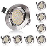 LED Einbaustrahler Flach 230V 5W LED Spots Schwenkbar Deckenspot Warmweiß 3000K, Runden Stahl IP20 Einbauspot für Wohnzimmer, Schlafzimmer, Küche, Büro - 8er S