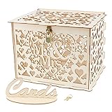 VINFUTUR Hochzeit Geschenkkarten Box Vintage Holz Kartenbox mit Schloss Briefkasten Kartenkiste für Hochzeit Geburtstag Baby Shower Dank Party