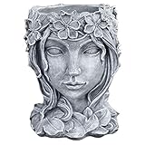 Holibanna Mädchen Sukkulenten Übertopf Harz Frau Figur Pflanzgefäß Grau Harz Blumentopf Weiblich Mädchen Statue Kopf Pflanztopf Desktop Sukkulenten Blumenhalter für Home Office Muttertag Blumentop