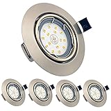 LED Einbaustrahler Schwenkbar, 5er Set 6W GU10 Warmweiß 3000K 450LM Einbauleuchten mit 82RA als CRI rund 230v LED Spot IP23 Einbaulampen für Bad, Küche, W