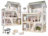 Kontext, Floro Boho LED, Puppenhaus, Kinderspielzeug, Boho-Stil, 3 Ebenen, viele Möbel, Holz, 62x26,5x78