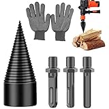 Bohrkegel Holzspalter 42mm, Holzspalter Schraube Kegel Holz für Bohrmaschine Stufenbohrer Holzschneider Brennholz Holzspalter Stahl Kegelbohrer Hochgeschwindigkeits mit 3pcs Bohrgriffe free H
