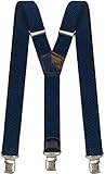 Hosenträger für Herren breit extra starken 4 cm mit 3er Clips Y-Form Lange für Männer und Damen Hose (Blau)