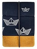 Kuratist eBook Reader Sleeve - Handgemacht aus 100% Baumwolle und Kantenschutz aus Papier in Lederoptik (100% Vegan) (6 Zoll/Tolino Shine 2/3 HD/Vision 2/3/4 HD, Paper Boat Dark)