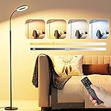 Stehlampe LED Dimmbar, GolWof 12W Stehleuchte Stufenlos Dimmbar mit 4 Farbtemperatur, Touch und Fernbedienung, Flexibler Schwanenhal Moderne Standlampe für Wohnzimmer Schlafzimmer Büro Schw