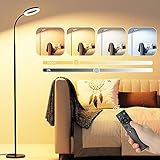 Stehlampe LED Dimmbar, GolWof 12W Stehleuchte Stufenlos Dimmbar mit 4 Farbtemperatur, Touch und Fernbedienung, Flexibler Schwanenhal Moderne Standlampe für Wohnzimmer Schlafzimmer Büro Schw