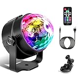 Discokugel LED Party Lampe, Musikgesteuert Discokugel mit 7 Farbe, 4M USB Kabel, Fernbedienung, 360° Drehbare Discolicht Partylicht ür Party, Weihnachten,