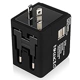 TOOGOO Reise-Stecker, Reise- weltweit in einem Universal-Reise-Ladegeraet Wand-Netzstecker mit Dual-USB-Lade-Ports Fuer USA EU UK AUS Handy-Laptop - schw
