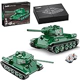 LDB SHOP C61072W Technik Ferngesteuert Panzer Bausteine, 722 Klemmbausteine Technic T-34 Militär Armee Panzer Modellbausatz mit Motoren, MilitärFahrzeug Kompatibel mit Lego T