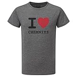 JOllify Chemnitz T-Shirt mit hochwertigem Druck – I Love – Größe: XL – Farbe: grau C