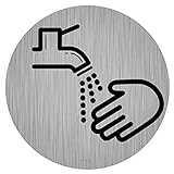 immi Toilette-Hinweis, Hände waschen, Hygiene auf Toilette, 95mmØ, Edelstahl-Op