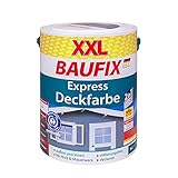 BAUFIX Express-Deckfarbe, Wetterschutzfarbe Anthrazitgrau, 5 Liter, wetterbeständige Deckfarbe für außen und innen, geeignet für Holz, Putz, Mauerwerk, Möbel, Zäune, schnelle Trocknung…