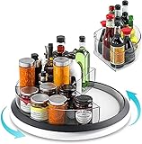 Kühlschrank Organizer,Drehteller Gewürzregal , Kunststoff Drehbarer Gewürzhalter mit Transparente Abnehmbare Behälter, 360 Grad Rotierender Gewürzrega für Gewürze Snack