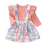 URMAGIC Baby Mädchen Rock Sets Infant Girl Rüschenärmel Strampler Tops + Blumenriemen Röcke Sommer Baumwolle Kleidung Neugeborenes Baby 3 Stück Kleidung