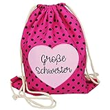 Partybob Kinder Rucksack Beutel Große Schwester mit Herz (Pink-gepunktet)