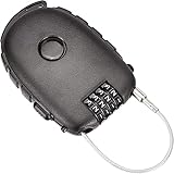 Kompaktes Kabelschloss, Zahlenschloss mit Drahtseil (90cm), Schloss mit 4-stelligem Zahlencode - ideal als Skiern, Kinderwagen, Helmen, Fahrradschloss (Black)