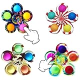 leofit Push Pop Fidget Spinner，4Pcs Pop Fidget Spinner Spielzeug, Anti Stress Spielzeug，Sensory Anti-Stress Toy，Anti Stress Hand Spinner ,Push Bubble Fidget Sensory Toy,Antistress Spiel fü