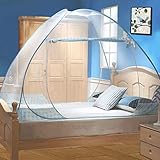 Digead Moskitonetz Bett, Faltbares Bett-Moskitonetz, Tragbares Reise-moskitonetz, Doppeltür-Moskito-Campingzelt,150 * 200 cm-Blauer R
