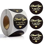 EGFheal 500pcs 1.5 Zoll Schwarz Thank You Stickers Danke Aufkleber für Package Danke Notizen Umschlag Siegel Geschäftsgeschenk Etik