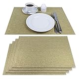 Delindo Lifestyle® Tischsets Platzsets MONDÄN Gold, Glitzer, für Feste und zu Weihnachten, 4er-S