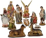 Aurora Store Klassische Mini-Krippenfiguren aus Kunstharz mit 11 Motiven Figuren Höhe 7 cm Joseppe Maria Jesus Kind Weihnachten Asel B