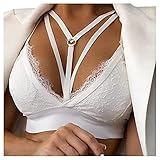 Dasongff Spitze BH Halfter Lace Bralette Damen Sexy Neckholder Sport BH Ohne Bügel Dessous Frauen Bustier Spitzen Bra Nahtlose Umstands BH Spaghettiträger Cross Back Design Push up BH Sport Bra Top