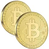 Satoshi Nakamoto Bitcoin Münze - 2X Bitcoin Münzen mit hauchdünnem 24-Karat Echtgold-Überzug - BTC Crypto Coins - Ideal zum Verschenken (2X Bitcoins)