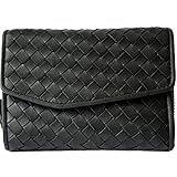 GoldenDeer Geldbörse Portemonnaie, Portmonee aus Leder Frauen Damen Langbörse mit RFID Schutz Geldbeutel Geldtasche Frauen Netz Design (Hill Burry Kollektion, schwarz)
