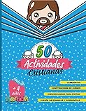 50 Actividades Cristianas para niños de + de 4 años: Laberintos, construcción de juegos, dibujos Kawaii para pintar, juegos de sombras y diferencias (Spanish Edition)