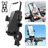 AUCHIKU Handyhalterung Fahrrad, Abnehmbar 360° Verstellbare Handyhalter Motorrad Fahrrad Handyhalterung Outdoor Motorrad Handy Halterung mit elastischen Silikonbändern für 4.7-6.5 Zoll Smartp
