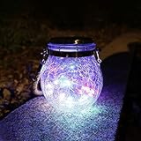 Siet Glas Solarlaterne Fairy Outdoor Pendelleuchte, Solarbetriebene Beleuchtung Home Dekorative Tischlampe, IP65 wasserdichte LED Garten Lichter Solaraufhänge Laternen (Farbe : Colorful Light)