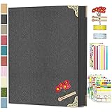 Adkwse Fotoalbum Zum Selbstgestalten, Scrapbook Fotobuch mit Geschenk Box, DIY Foto Album Fotoalben mit Retro Ecke für Hochzeit Familie Valentinstag Geburtstag Jahrestag Geschenk, 80 Schwarz S