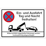 WANDKINGS Hinweisschild - EIN- und Ausfahrt Tag und Nacht freihalten! - stabile Aluminium Verbundplatte - Wähle eine Größe - 40x30