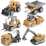 Dreamon Baustellen Fahrzeuge Metall Kunststoff Bagger Auto Spielzeug für Kinder 3 Jahre, Geschenk Set 6-teilig