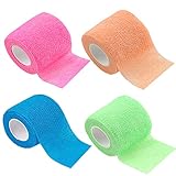 12 Rollen Elastische Binde, Kohäsive Bandage, Selbstklebende Bandage, Physio Tape, Athletic Tape, Fixierbinde, 4 Farben, für Handgelenke, Finger, Handflächen, Knie, Waden, Z