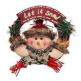 ZBBN Weihnachtsfenster Kränze Weihnachtsriff Weihnachtstür Girlande Mit Santa Beeren Tannennadeln Für Haustür Indoor Outdoor (C3)