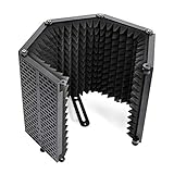 Moman Mikrofon-Isolation-Schallschutz-Pop-Filter RF30 Faltbar Mic Shield 5 Seiten Micscreen Vocal Booth 3-Schicht Tragbar Geräuschdämmung Absorbierend Schaum für Gesangskabine Studio Blue Yeti EM1