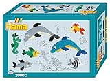 Hama Perlen 3507 Geschenk-Set Delfin mit ca. 2.000 bunten Midi Bügelperlen mit Durchmesser 5 mm, Stiftplatte, inkl. Bügelpapier, kreativer Bastelspaß für Groß